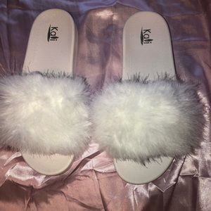 White fluffy slides